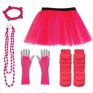 LIPUPON Neon 80s Headband Prom party Gloves Beads Hen Party