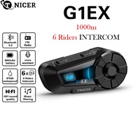 TNICER G1Ex Motorcycle Bluetooth Headset Helmet Intercom 6-Riders Intercom Simultaneously