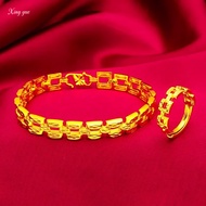916 gold Pawnable women's fashion letter H bracelet bracelet bracelet ring set new bracelet ring set