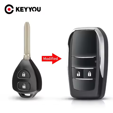KEYYOU Modified Blank Key Shell Flip Folding 2 Buttons Remote Key Case For Toyota RAV4 Wish Camry Hi