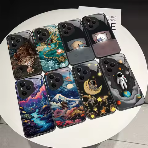 For Honor 400 200 Lite 70 90 Pro X50i 5G Tempered Glass Phone Case Protection Cool Dragon Tiger Cute