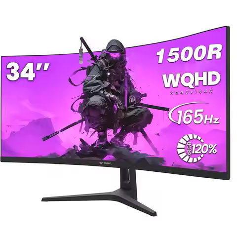 CRUA 34 Inch Ultrawide Curved Gaming Monitor, 1500R Curvature 165hz UWQHD, Curved Computer Screen wi
