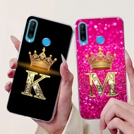 Huawei Nova 4e Back Cover MAR-LX2 Casing Huawei Nova 4e Case Fashion Luxury A-Z Letters Crown Soft T