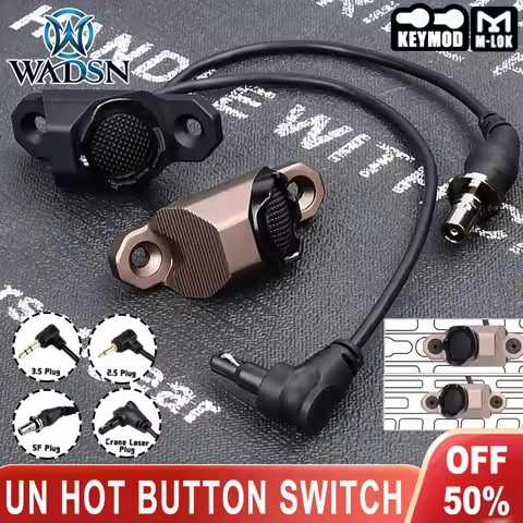 WADSN Tactical Hot Button Pressure Remote Switch Crane Plug For DBAL-A2 PEQ15 Sight M-lok Keymod Rai