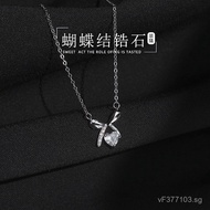 Zircon Elegant Collarbone Chain Heart2024Necklace Niche Pendant Bowknot Light Luxury New Model s999P