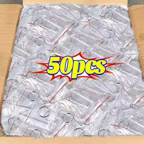 5/50pcs Transparent Photo Frame Keychain Tassels Snap-In Custom Insert Photo Acrylic Blank Keyring C