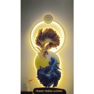 Luxury Double Fish Mirror Painting - uv printed Mica material - Wall painting