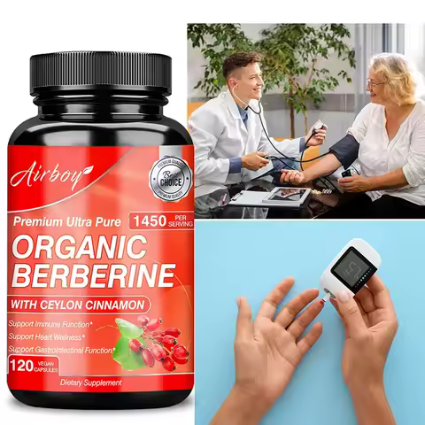 Organic Berberine Capsules - Blood Sugar Balance, Cardiovascular Health, Aid Digestion,Promote Metab