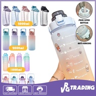 Water Bottle with reminder time Tumbler with straw scale big bottle 2Liter 2litre gym bottle sport