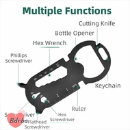 BDRBA EDC Tools Card, Multifunction Black Outdoor Gadgets, Portable Stainless Steel Silver Beer Open