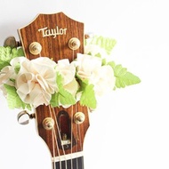 Ribbon lei for guitar, white,guitar strap,acousticguitar
