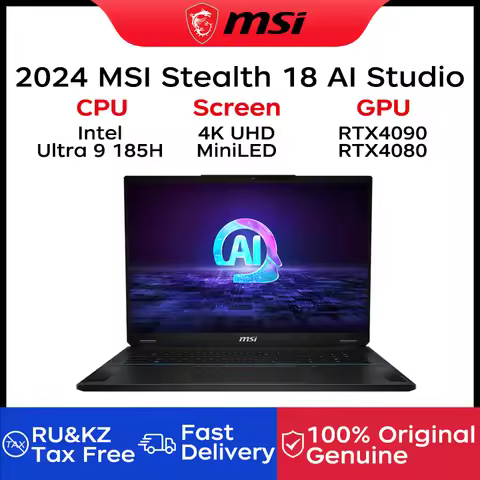 2024 MSI Stealth 18 AI Studio Gaming Laptop 18 Inch 4K UHD 120Hz MiniLED Screen Netbook Ultra 9-185H