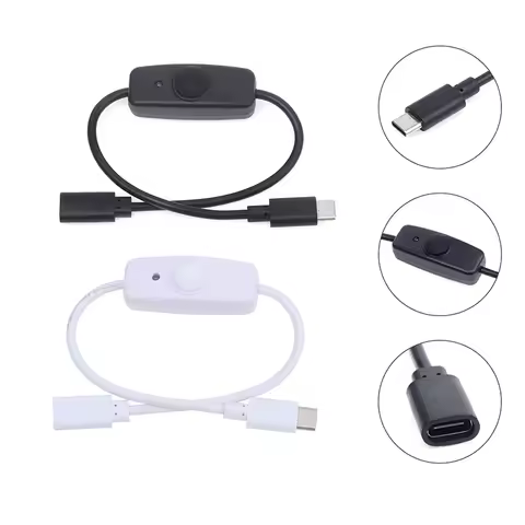 USB Type C With ON/OFF Switch Power Button 30CM Charging Extension Cable Universal Type-C Extension 