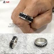 แหวน โซ่ดำเงินใหญ่ แหวนสแตนเลส แหวนเท่ๆ แหวนแฟชั่น สแตนเลสแท้ stainless 316l แท้100% allacc
