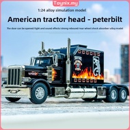Boxed 1:24 American Style Peterbilt 389 Alloy Semi-Trailer Toy Transport Truck Model Display