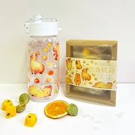 【水豚寶寶 x 百香橘調 】水彩插畫 水樽 水果茶禮盒 檸檬 香橙