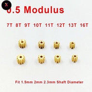 FS 1PCS 0.5M Copper Pinion Gear 7T 8T 9T 10T 11T 12T 13T 16T Teeth Toy Parts Metal Gears Hole 1mm-2.