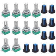TWTADE 10Pcs Single Linear Rotary Seal Amplifier Potentiometers Type 10k Ohm Knurled Shaft 3Pin RK09