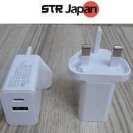 1 Type-C + 1 USB Port Charger 3 Pin UK Mains Wall Plug Adapter
