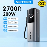【CCC Certification】Vention 200W Powerbank 27000mAh Built In TypeC Cable 5A Fast Charge TFT Digital D