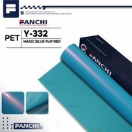 MERAH FANCHI Y-332 Y332 Magic Blue Flip Red Sticker 152CM PET Red Violetbiru per meter