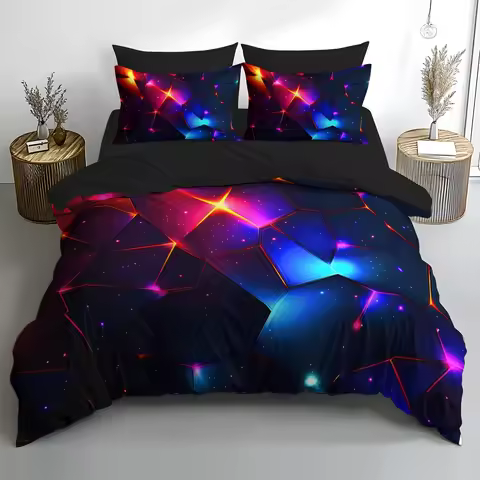 Valentine's Day Dreamy Starry Sky Power Bedding Set All-Season Iridescent Pattern Features Ultra-Sof
