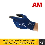 Ansell 11-816 Hyflex Nylon Glove with Grey Foam Nitrile Coating