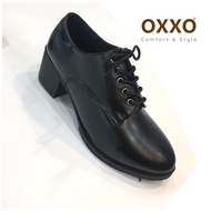 OXXO รองเท้าคัทชู รองเท้าใส่ทำงาน รองเท้านักเรียน ทรงแหลม ส้นสูง2.4นิ้ว วัสดุหนังพียู ส้นพียู ใส่สบาย พื้นนิ่ม น้ำหนักเบา X66444