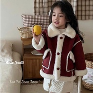 HK KIDS fur-lined fleeceJacket, high-quality fur-lined jacket from Guangzhou, size 2-7 years old (co