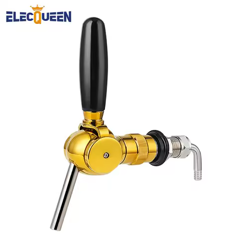 Golden Belgian Beer Tap Faucet, G5/8 thread shank & Keg Flowing Control Ball Home Brewing Silver Dra