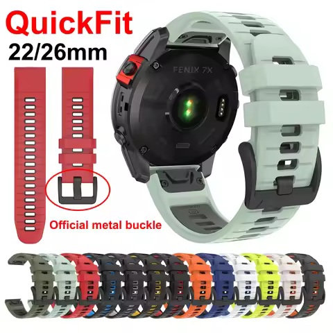 22mm 26mm QuickFit Silicone Strap For Garmin Fenix 7 Pro/7X/6/6X Pro/5/5X Plus Watch Band For Garmin