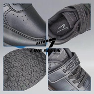 Line7 L7-1122 Kasut Sekolah Hitam PVC Junior/Kids School Shoes Waterproof LINE 7