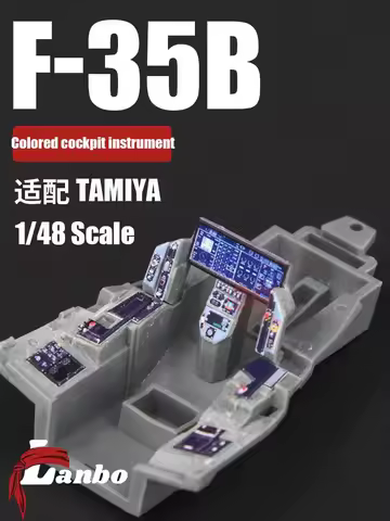 Lanbo 1/48 scale 48137 F-35B fighter modified (of match Tamiya) 3D color cockpit instrument