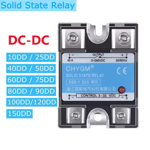 SSR-10DD/25DD/40DD/50DD/60DD/75DD/80DD/90DD DC Control DC SSR Single Phase Solid State Relay 5-220VD