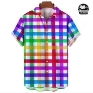 Casual Shirts For Men Pride Month Rainbow Shirt Oversized Short Sleeve Clothing Fashion Streetwear