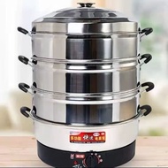 ST/🪁Multi-Functional Household Large Capacity Steamer Large Electric Steamer Commercial Stainless Steel Multi-Layer St00