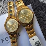 Fossil BQ3692 Rye His / Her Multifunction Chronograph Watch with Gold Dial in Gold Stainless Steel -