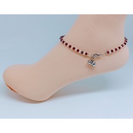 Custom made crystal anklet ,4mm ruby red and white round crystals with bells or charm. Length 10 cm 