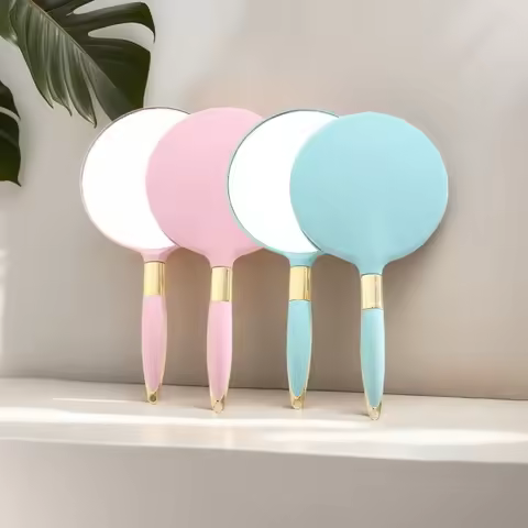 Lady Handheld Makeup Mirror Cosmetic Retro Mirror SPA Salon Makeup Birthday Gifts Female Portable Ma