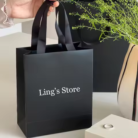 Personalized White&Black Jewelry Paper Handle Bag 12x6x16cm 16x8x21cm 20x10x28cm Wedding Gift Pouch 