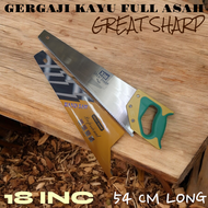 GERGAJI KAYU GREAT SHARP 3 MUKA 18INC FULL ASAH GAGANG KARET FIBER