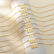 Lucky Angel Number Necklace Stainless Steel 111-Number Pendant Simple All-Match Jewelry 26.5.11