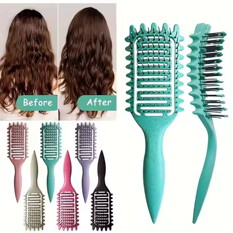 Curl Define Styling Brush Hollow Out Detangling Hair Brush Tangled Wet Curly Hair Comb Shaping Curls