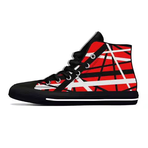 Hot EVH 5150 Stripes Guitar Metal Rock Music Band Breathable Lightweight High Top Casual Cloth Shoes