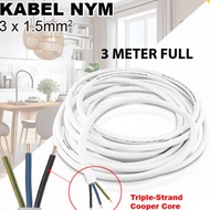 Kabel Listrik Tembaga NYM 3x1.5mm | Kabel Listrik Tembaga Asli 3M SNI | Perlengkapan Kabel Listrik | COD