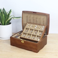 ‍🚓Solid Wood Jewelry Box with Lock Retro Large Capacity Necklace Storage Box Ancient Style High-End Multi-Functional Wat