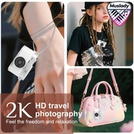 MUSLADY พวงกุญแจกล้อง 2K FHD วิดีโอ 2MP Photo หน้าจอสี 1.47 นิ้วในตัว 4 ตัวกรองแฟลช LED ชาร์จขนาดเล็