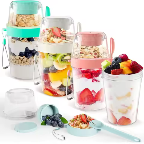 27oz Yogurt Parfait Salad Cups Breakfast On The Go Cups Shaker Portable Fruit Cereal Vegetable Light
