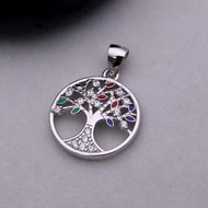 จี้ห้อยคอ ต้นไม้แห่งชีวิต ประดับเพชร CZ หลากสี Tree of Life Multi-Color CZ Pendant