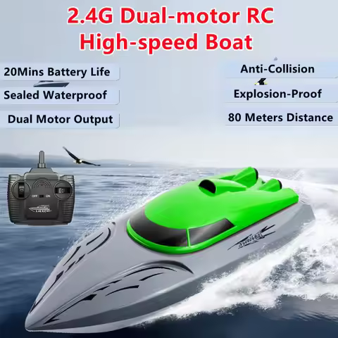 Sealed Waterproof 2.4G Remote Control Boat 20Mins Dual Motor Explosion-proof Anti-collision Summer W